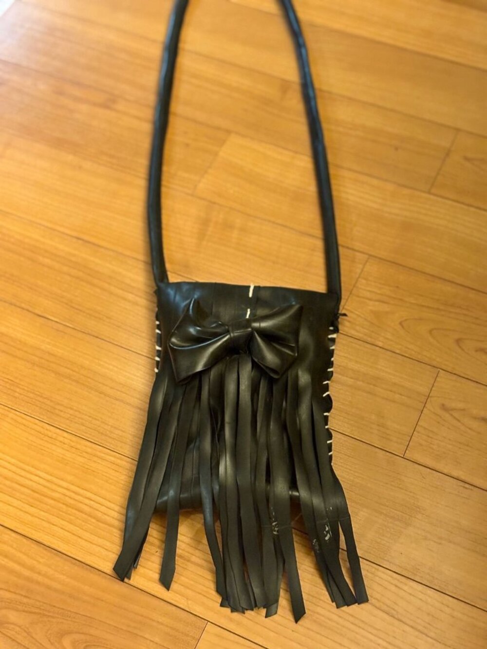 Beaucycled Upcycled Bicycle Inner Tube Bow Fringe Crossbody Bag